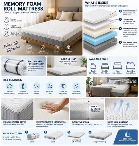 Memory foam mattress - mattress, roll