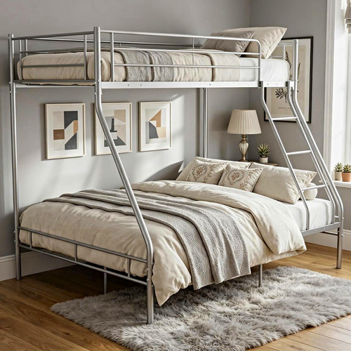Silver metal triple - triple, bed