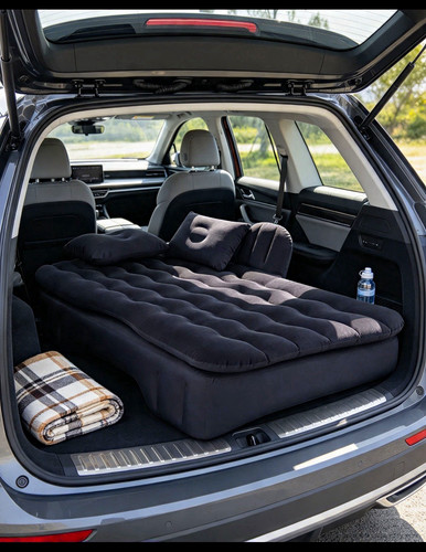 Black pvc car air mattress - black,