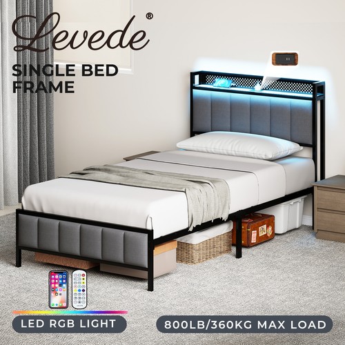 Levede single bed frame - single, led