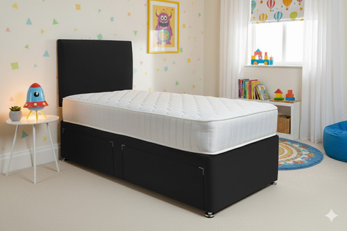 Plush single divan bed set - single, 3ft