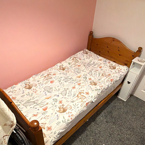 Wood single bed frame - bed, +
