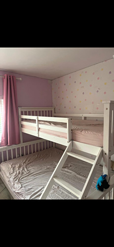 White wooden bunk bed frame - white,