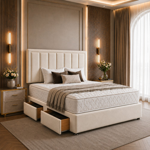 Plush divan bed - bed, with
