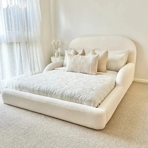 Boucle upholstered kids bed - upholstered,