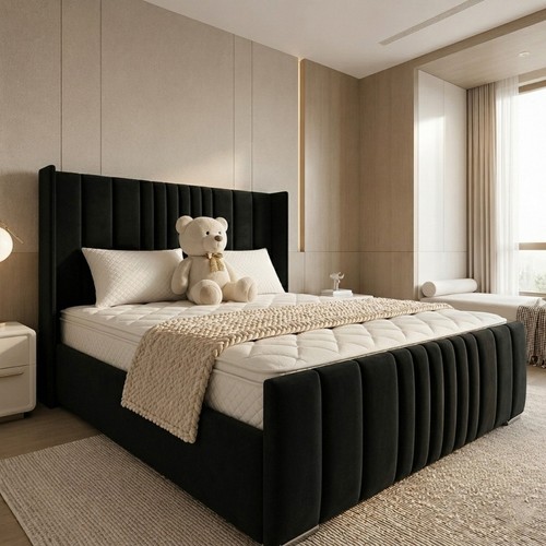 Cloud teddy boucle fabric bed - cloud,